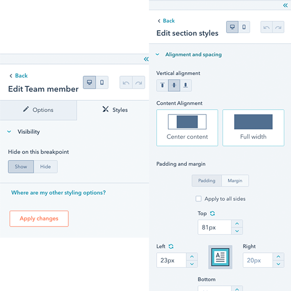 Mobile breakpoint for themes